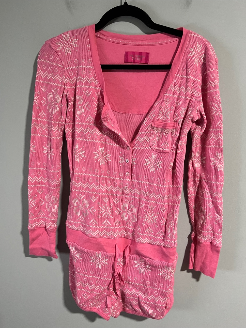 Victoria’s Secret Waffle Knit Fair Aisle Romper Pajamas